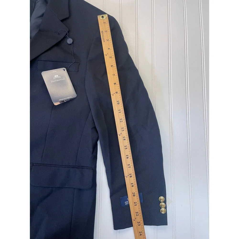 NWT Stafford Ease Mens Navy Blue Wool Blend Stretch Blazer Jacket 40 Short NEW